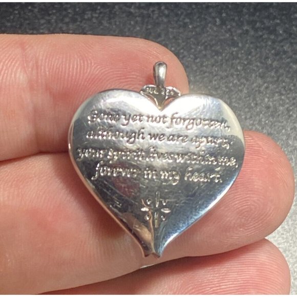 BGE Handcrafted Solid 925 CZ Heart Message Necklace "Gone Yet Not Forgotten” - Picture 6 of 7